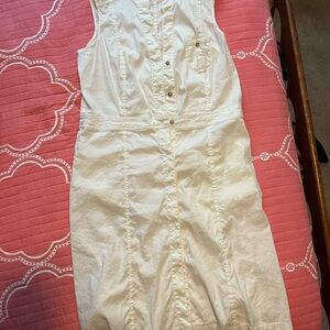 Dockers White Button-Front Midi Dress